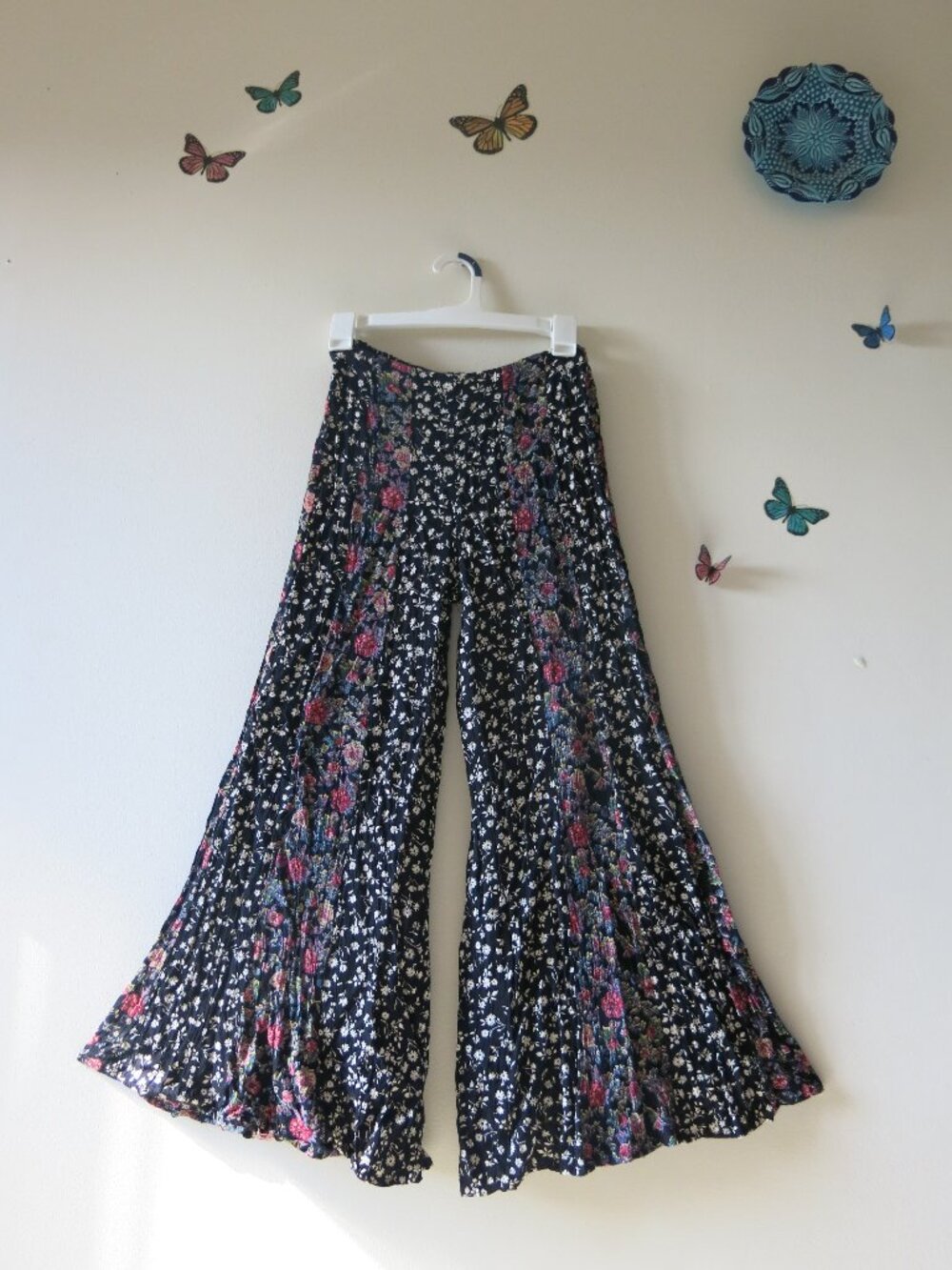 Angie Rayon Bohemian Hippy Festival Party Wide Leg Flared Pants Size S